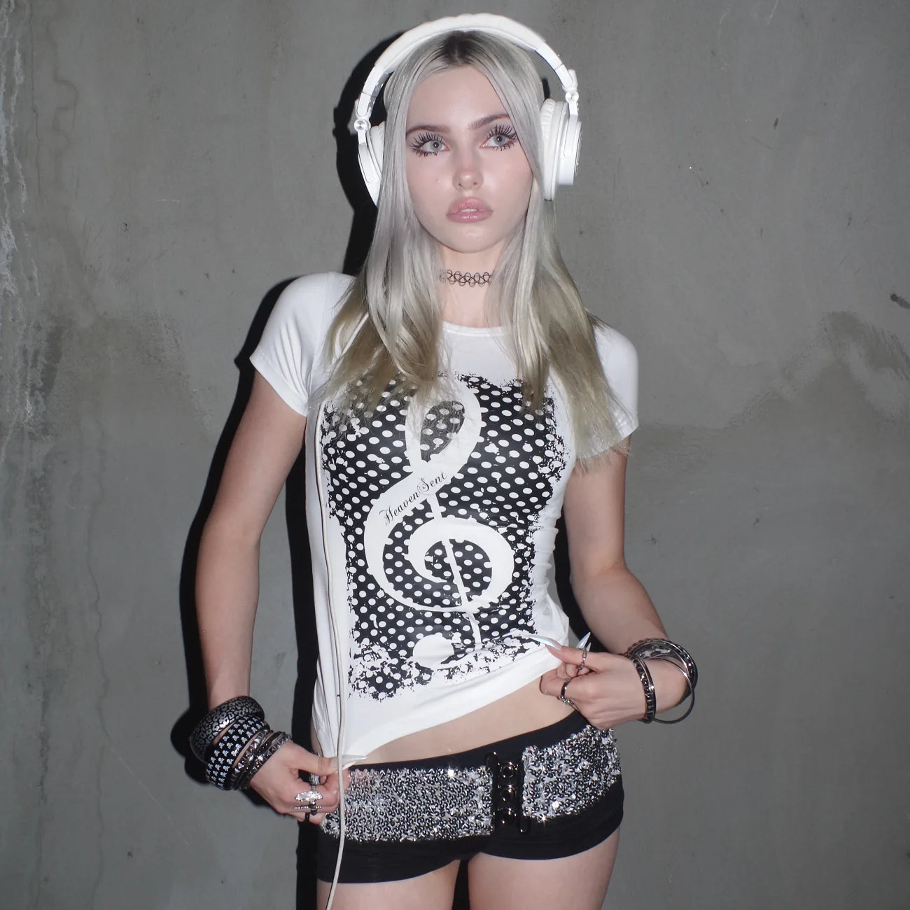 Y2k Style Goth Rock Girl Print Baby Tee Vintage Street Women Grunge T-shirt Clothes Aesthetic 2000s Tops Cute Emo Girl Crop Slim