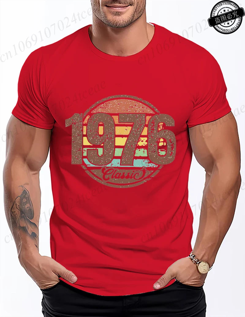 Retro 1976 Shirt Unisex Vintage 1976 Graphic T-Shirt for Women Men Casual O Neck Short Sleeve Tee 1976 Birthday Streetwear Tops