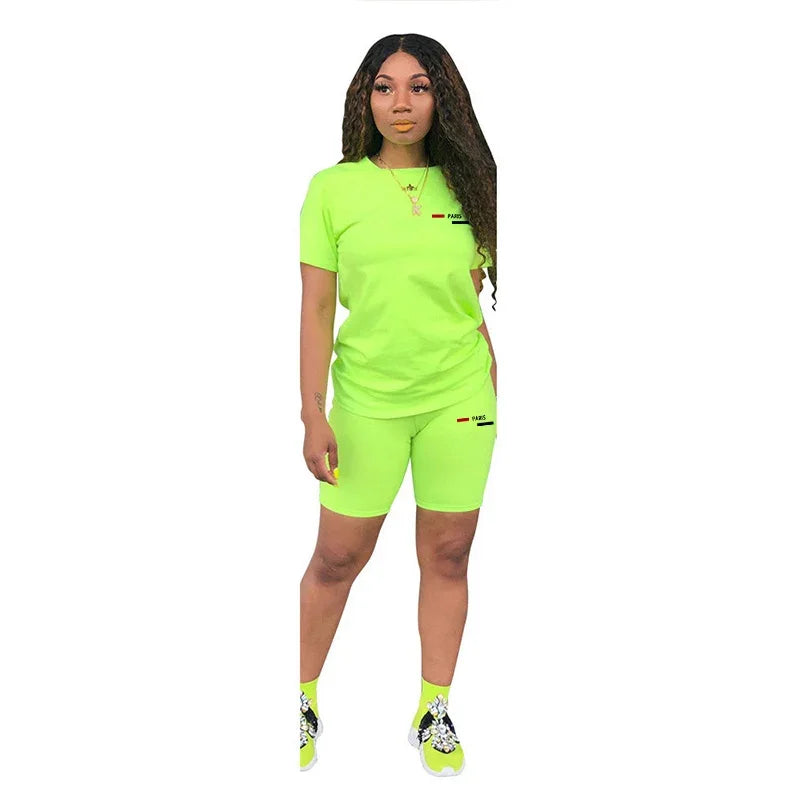 Casual Woman Clothing Summer Two Piece Set for Women T-Shirts O-Neck Shorts Daily Short Sleeve Tracksuit Hot Sales Matching Sets