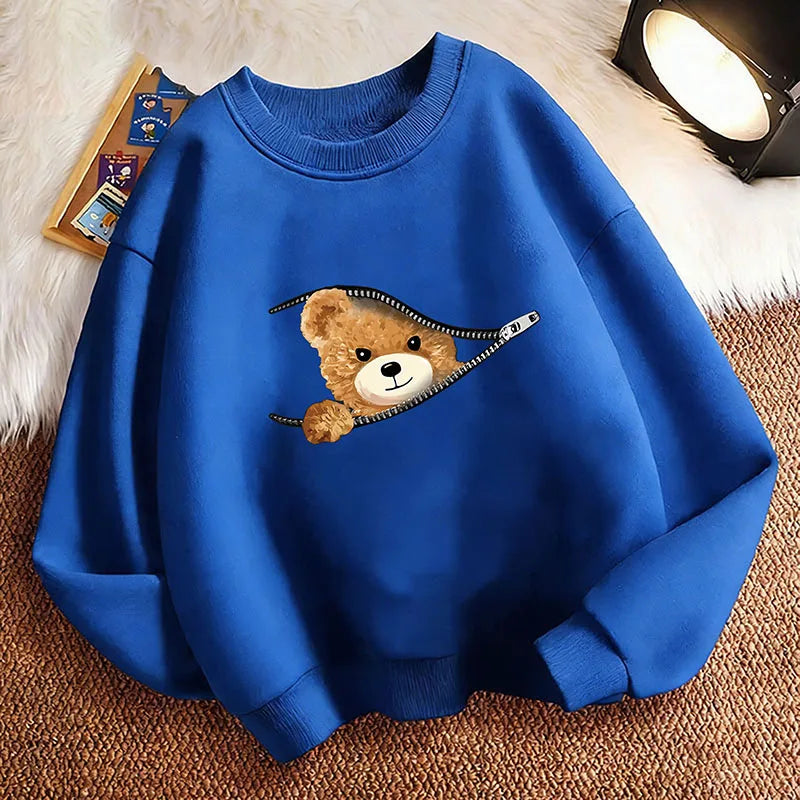 Cute Fashion Bear Funny Hoodie Kids Children's Pullover Sweatshirt Hoody for Boys Girls Casual Hoodies Hip Hop Clothes