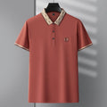 Men's personality jacquard lapel polo T-shirt high-end brand cotton comfort business short sleeve fashion trend premium badge