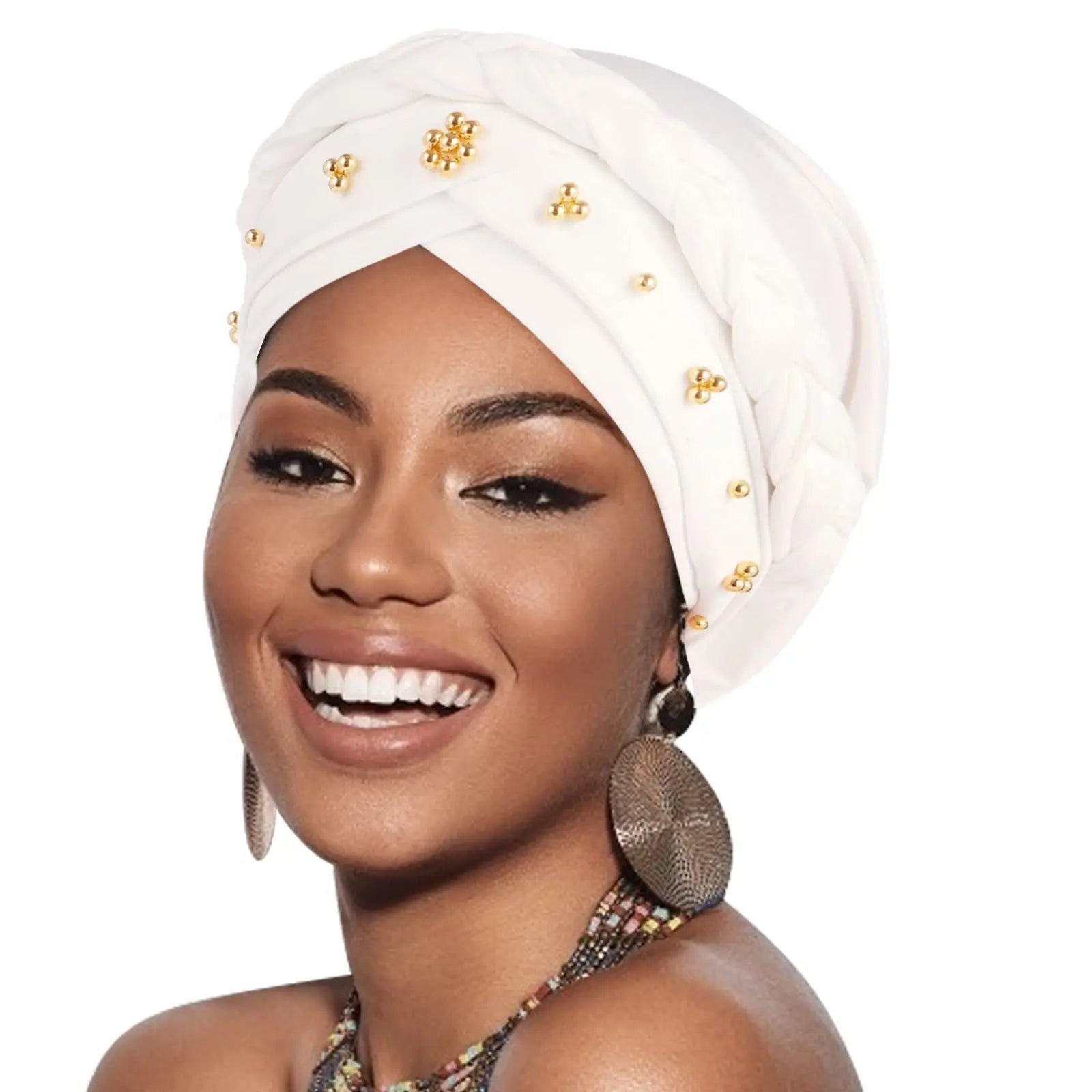 2024 New Pre-Tied Twisted Hijab Turban Hat for Women African Head Scarf Beanie Cancer Chemo Headwear Cap Head Wraps Women