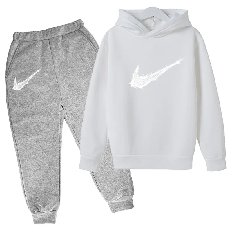 New Children's Sports Hooded Sweatshirt - Brand's Trendy Casual Hooded Top and Pants Set Suitable for Boys and Girls Aged 3 To13