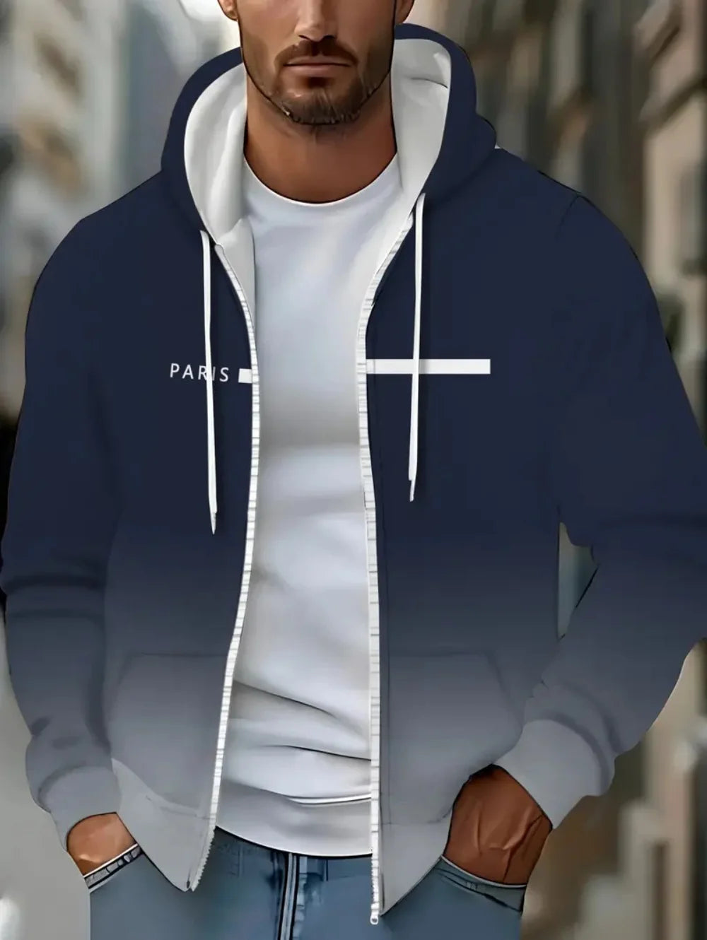 Fashion Gradient Graphic Hooded Zip-Up Casual Sports Pocket Design Long Sleeve Streetwear Outdoor Travel Street Oversized Hoodie