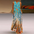 Summer Dress Woman 2025 Printed Dresses Summer Sleeveless V-Neck Long Dress Ladies Casual Elegant Beach Party Maxi Dresses