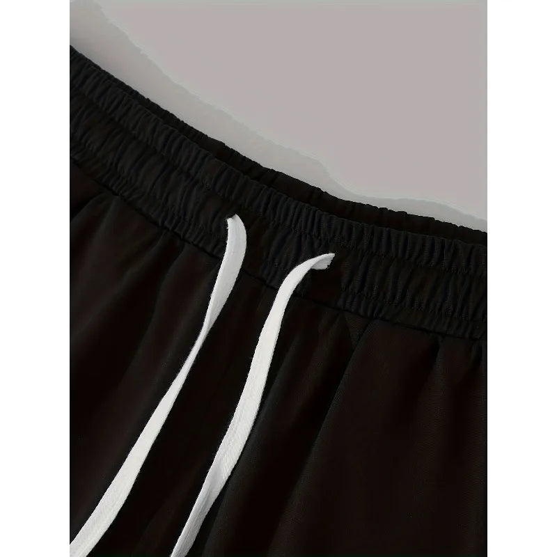 Men'S Breathable Casual Shorts with A Cross Print, Featuring An Elastic Waistband with Drawstring