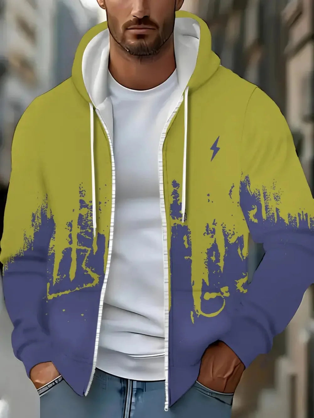 Fashion Gradient Graphic Hooded Zip-Up Casual Sports Pocket Design Long Sleeve Streetwear Outdoor Travel Street Oversized Hoodie