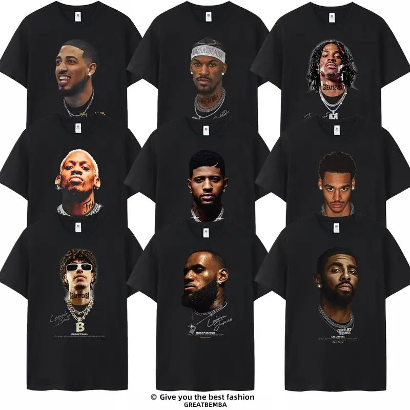 Basketball Star George Irvin Rodman Avatar Short-sleeved Cotton T-shirt American Casual Basketball Sports Plus Size Summer Y2k