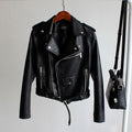 New Leather Jacket Women's Fashion Autumn PU Slim Fit Artificial Leather Motorcycle Coat Black Red Leather Jacket Women