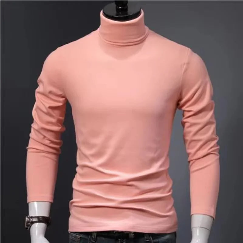 Spring Autumn Thin Men Pullovers Sweaters Turtleneck Knitted Sweater for Men  Clothing Male Sweaters Full Black White Tops