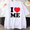Summer Funny I Love Me Red Heart Myself T Shirts Graphic Cotton Streetwear Short Sleeve Birthday Gifts T-shirt Mens Clothing