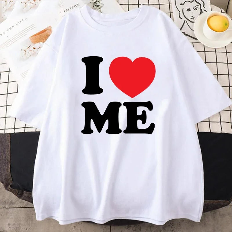 Summer Funny I Love Me Red Heart Myself T Shirts Graphic Cotton Streetwear Short Sleeve Birthday Gifts T-shirt Mens Clothing