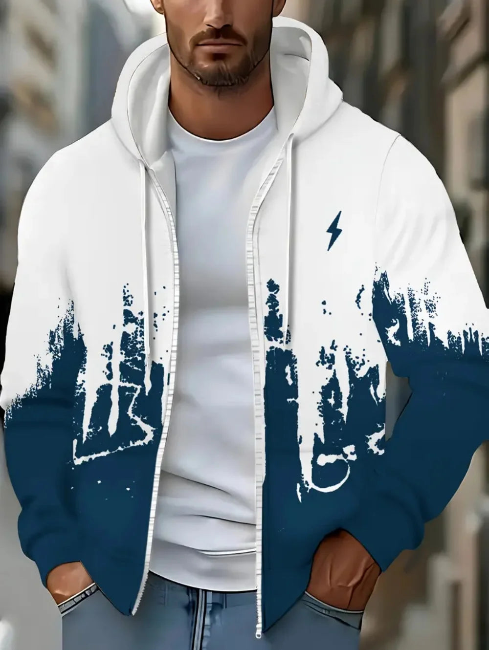 Fashion Gradient Graphic Hooded Zip-Up Casual Sports Pocket Design Long Sleeve Streetwear Outdoor Travel Street Oversized Hoodie