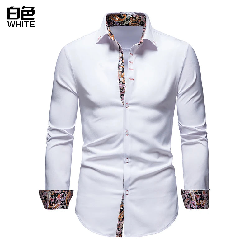 Men's Shirt with Collar White Shirts Man Long Sleeve Men's Shirts Mens Polo Shirts for Men Famous Brands Camisa Social Masculina