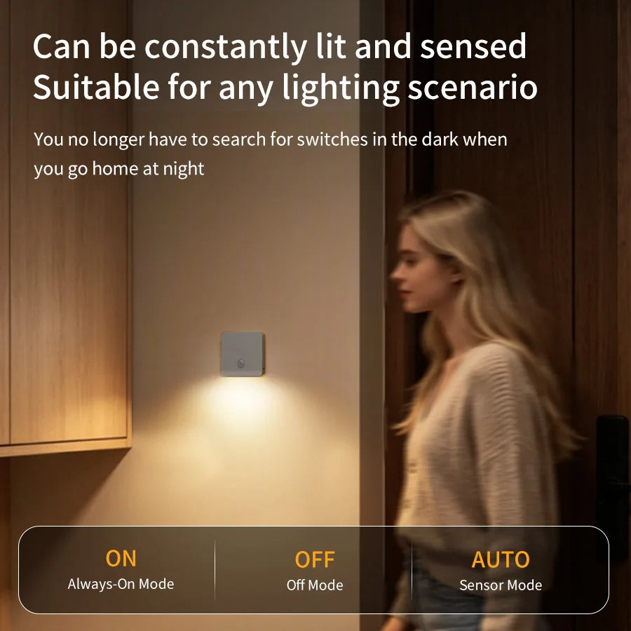 Motion Sensor Light Rechargeable Night Light Inductor Lights Kitchen Stairs Hallway Closet Bedroom Decoration Security Lighting