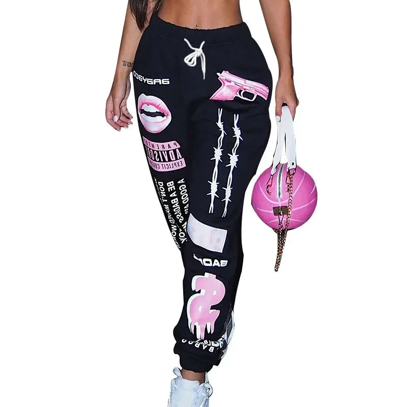 25-26 Spring/Summer New 3D Printed Fashion Elastic Waist Sports Casual Straight-leg Pants for Women/Men