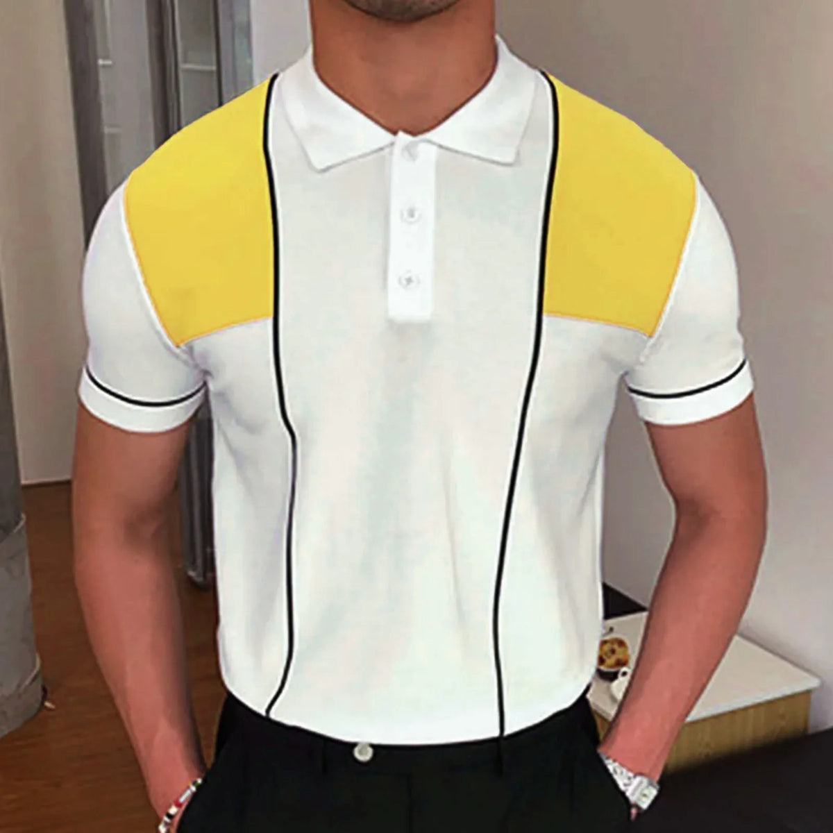 New European And American Style Jacquard Knit T-shirt Fashion Lapel Short-sleeved Business POLO Shirt In Multiple Colors