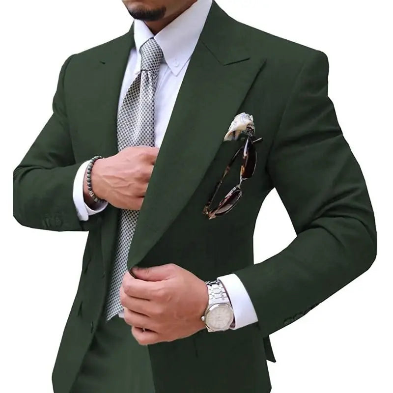 Men's Suits Mens Suit 2 Pieces Causal Slim Fit Prom Noble Champagne Grey Blazer Formal Business For Wedding Groom Tuxedos
