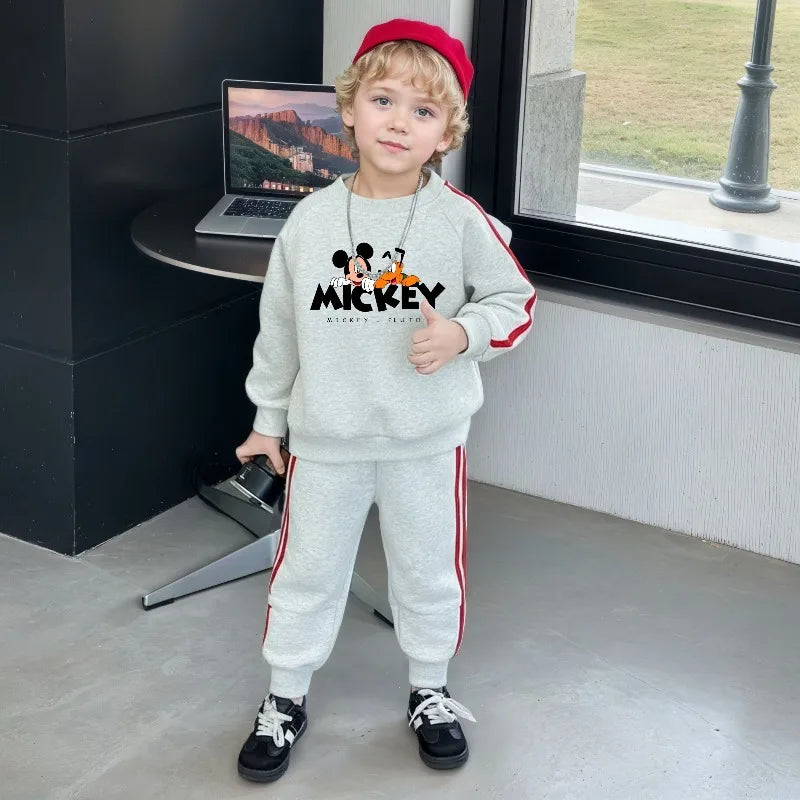 2026 Spring Children Side Stripe Trousers Sets Kids Casual Tracksuit Boys O Neck Hoodies and Long Pant Two Piece New Style