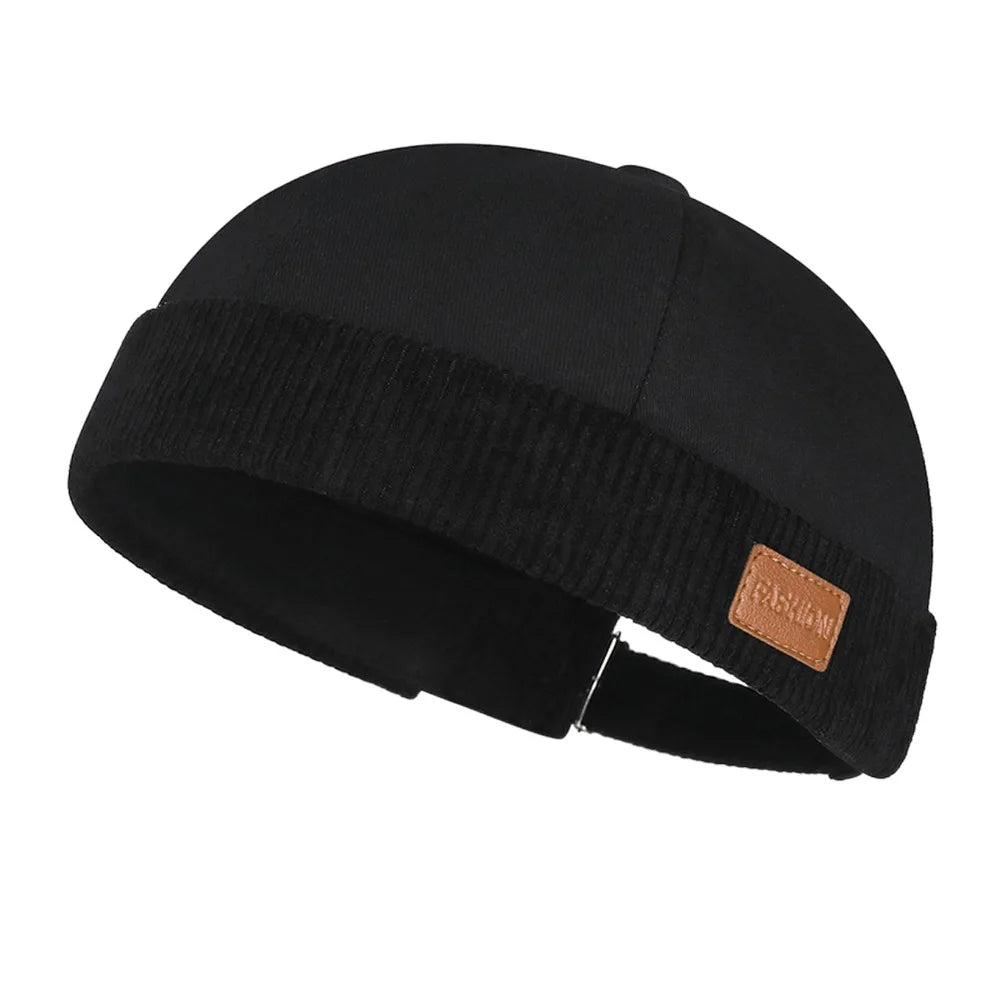 Casual Adjustable Brimless Hat Vintage Corduroy Docker Cap Solid Color Hip Hop Skullcap Summer Spring