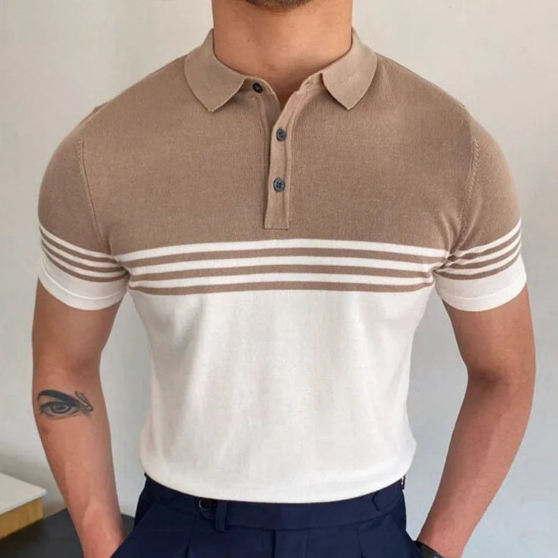 New European And American Style Jacquard Knit T-shirt Fashion Lapel Short-sleeved Business POLO Shirt In Multiple Colors