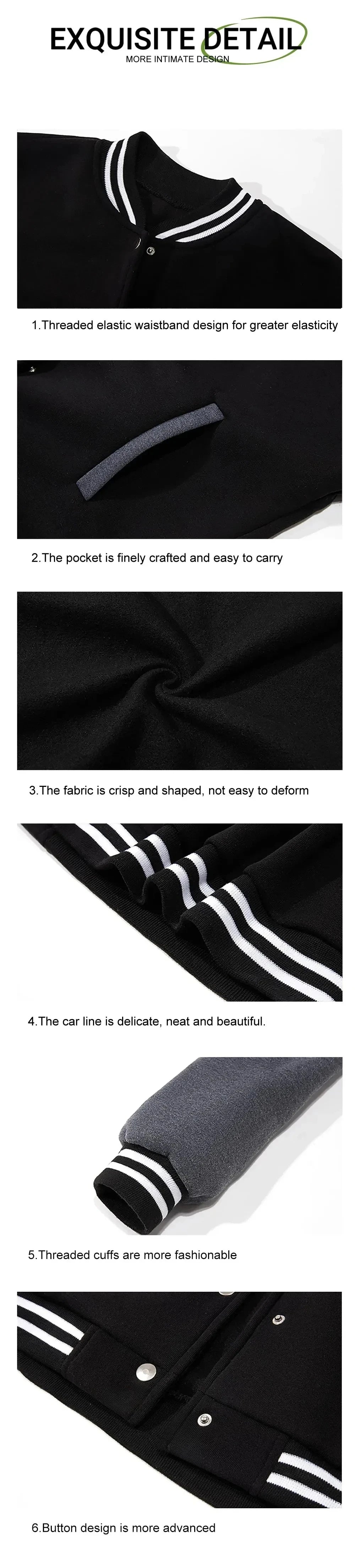 Men's Casual Baseball Jacket - Contrast Cuff Design, Baseball Collar and Shoulder Shape, All Seasons, Everyday Wear