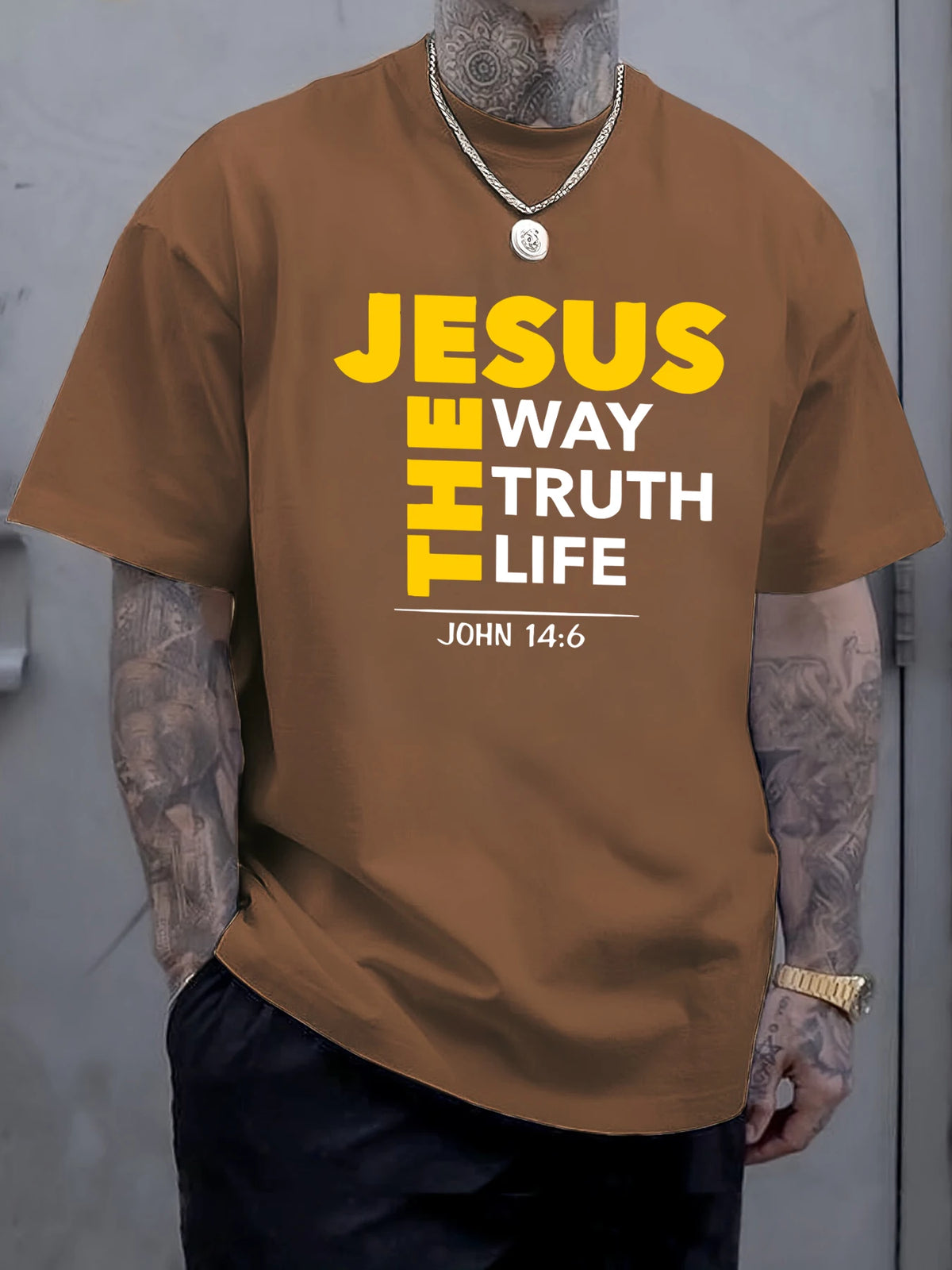 Jesus The Way Truth Life Prints T-Shirt Mens Cotton Hip Hop T Shirts All-Match Fashion Clothing Oversized Summer Sportswear