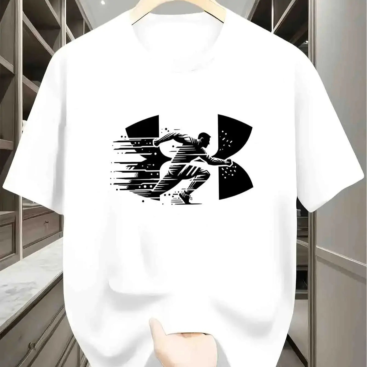 Men's summer casual comfortable breathable round neck T-shirt with letters and various shadow patterns outdoor fashion top