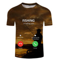 Fishing Is Calling You Crewneck Printed T Shirts Graphic Hipster Work Out Summer Streetwear Top Tee Men Women Clothing