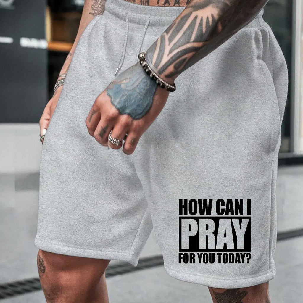 Men's Summer  Letter Print  Casual Shorts Loose Fit Elastic Waistband with Drawstring Suitable for Everyday Wear