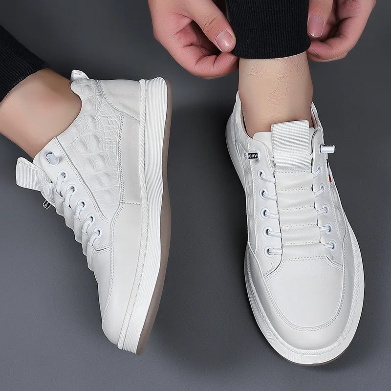 New Autumn Winter Men Sneakers Casual Genuine Leather Outdoor Sport Men Trekking Leather Shoes Climbing Hunting Vulcanize Shoes