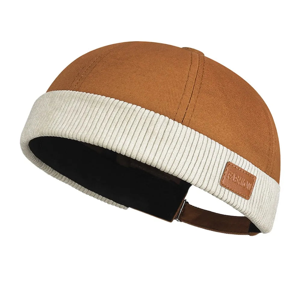 Casual Adjustable Brimless Hat Vintage Corduroy Docker Cap Solid Color Hip Hop Skullcap Summer Spring