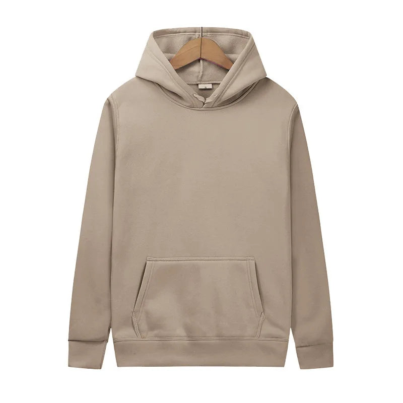 2025 Men's Solid Color Hooded Sweaters Men's Warm Wool Sweater Fashionable Street Clothing Loose  Breathable Jersey Brand Hooded