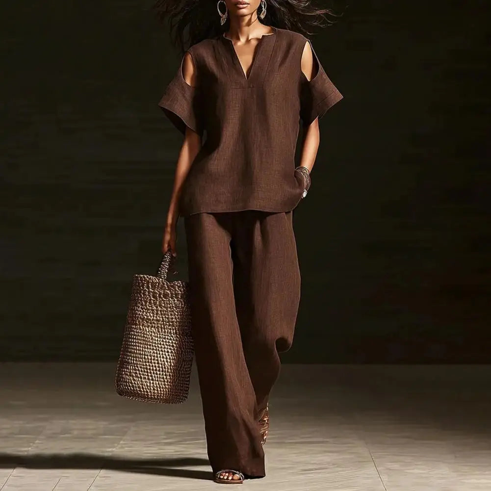 Women Two-piece Suit Summer Women's Set, Women's Short Sleeved Fashion Casual Pants Two-piece Set Versatile Women Clothing