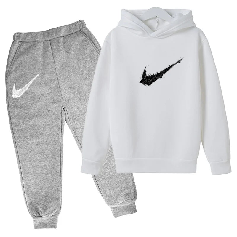 New Children's Sports Hooded Sweatshirt - Brand's Trendy Casual Hooded Top and Pants Set Suitable for Boys and Girls Aged 3 To13