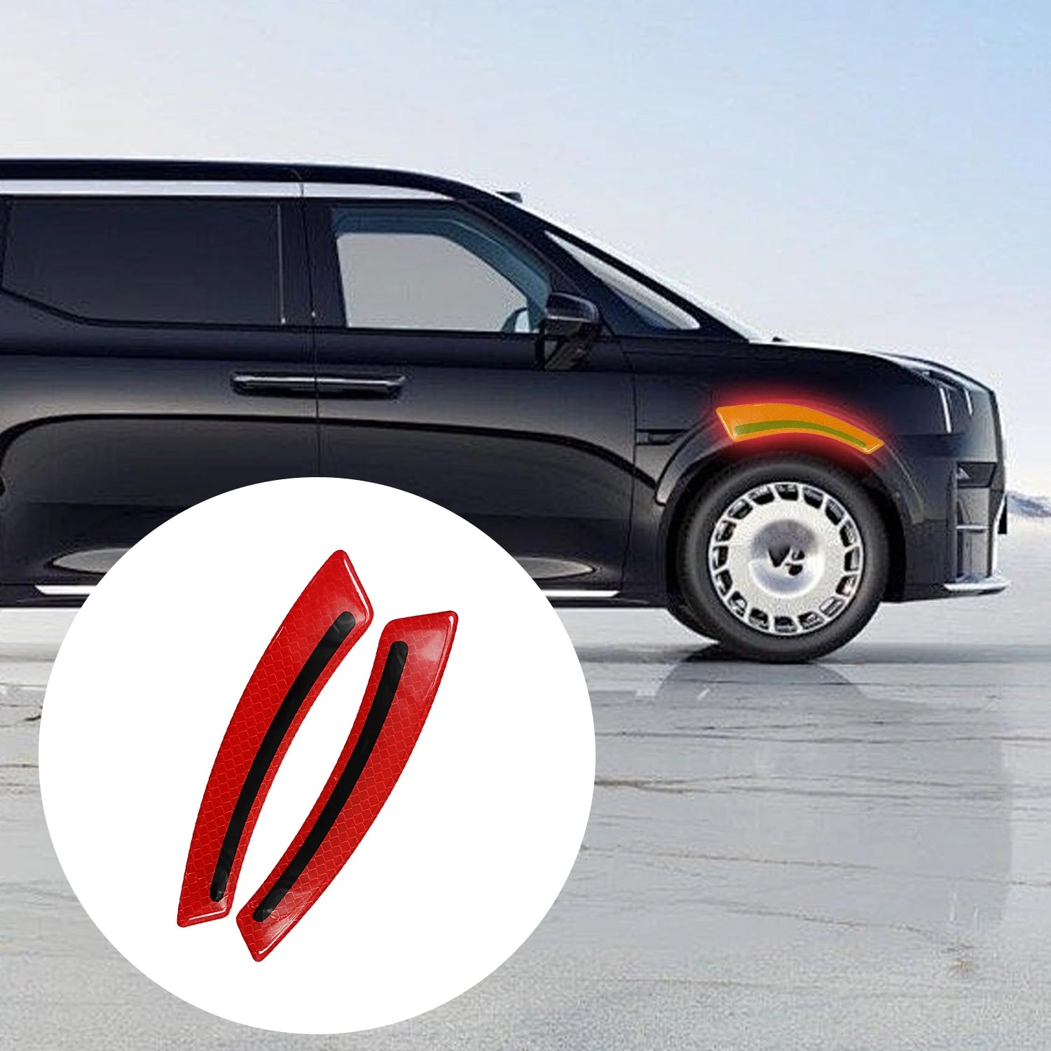 2pcs Car Reflective Decorative Stickers Anti-collision Strip Wheelbrow Protection Sticker Night Driving Safety Warning Stickers