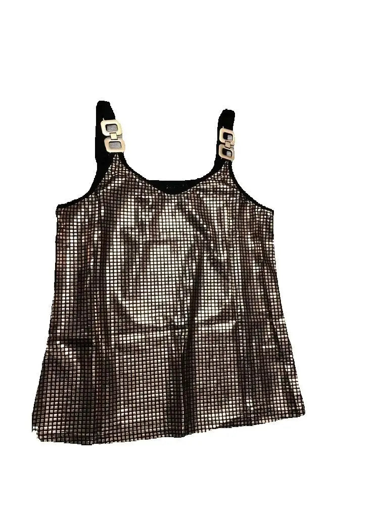 Women Sleeveless Sequined Nightclub Tank Top,Tanks & Camis,Women Sexy Tank Top,White Tops For Women,2000s Clothes Y2k For Women