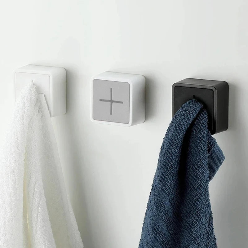 Towel Plug Holder Self Adhesive Wall Mounted Bathroom Hooks Storage Rack Waterproof Kitchen Rag Dishcloth Clip Organizer Hook