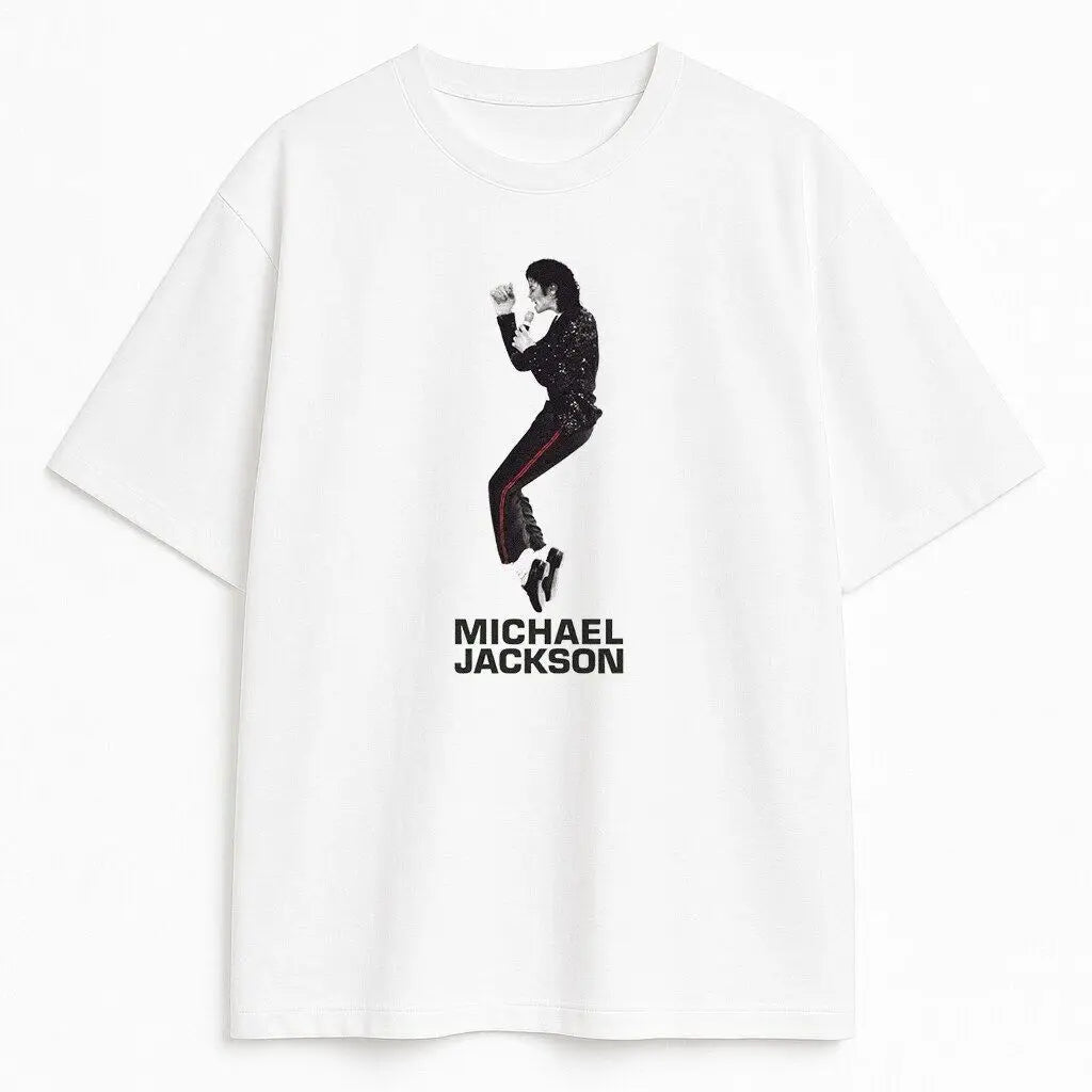 Portrait & Gold Signature Summer Rock Y2k Streetwear Michael Jackson T-Shirt Vintage Graphic Print Tee Casual Loose Top Unisex