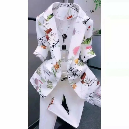 2025 New Women Printing Suit Coat Women Blazer Cardigan Spring Summer Women Short Sunscreen Printed Jacket Slim Suit Outerwear