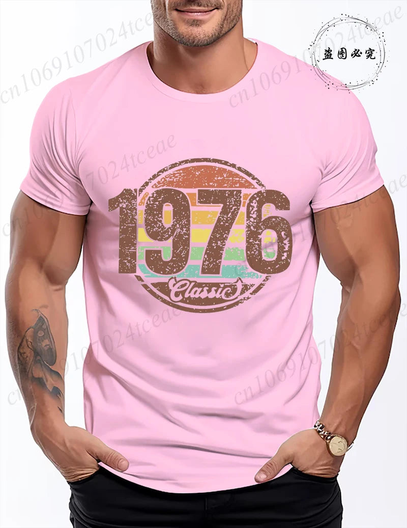 Retro 1976 Shirt Unisex Vintage 1976 Graphic T-Shirt for Women Men Casual O Neck Short Sleeve Tee 1976 Birthday Streetwear Tops