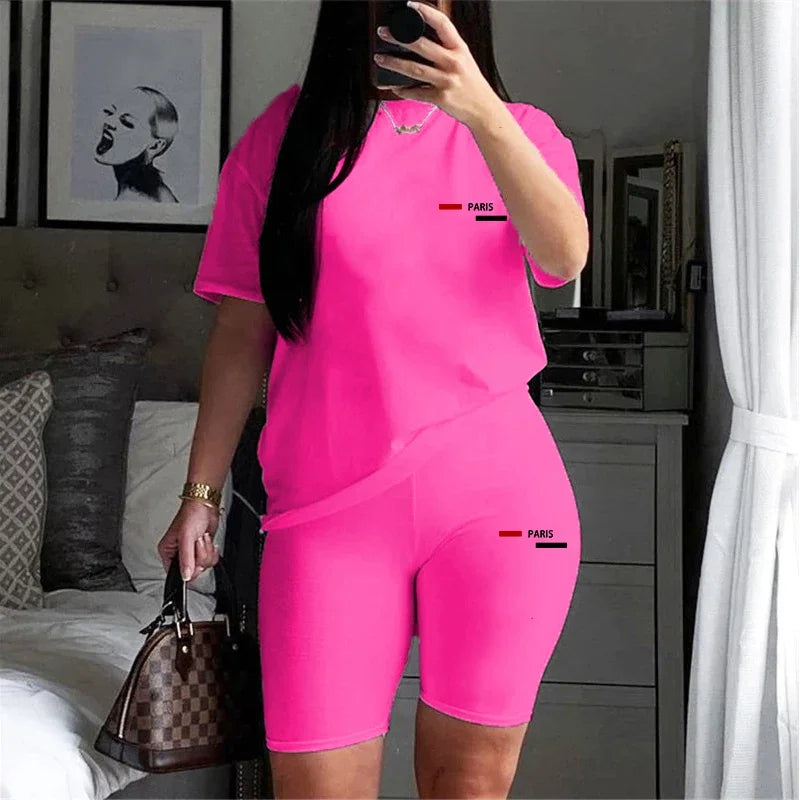 Casual Woman Clothing Summer Two Piece Set for Women T-Shirts O-Neck Shorts Daily Short Sleeve Tracksuit Hot Sales Matching Sets