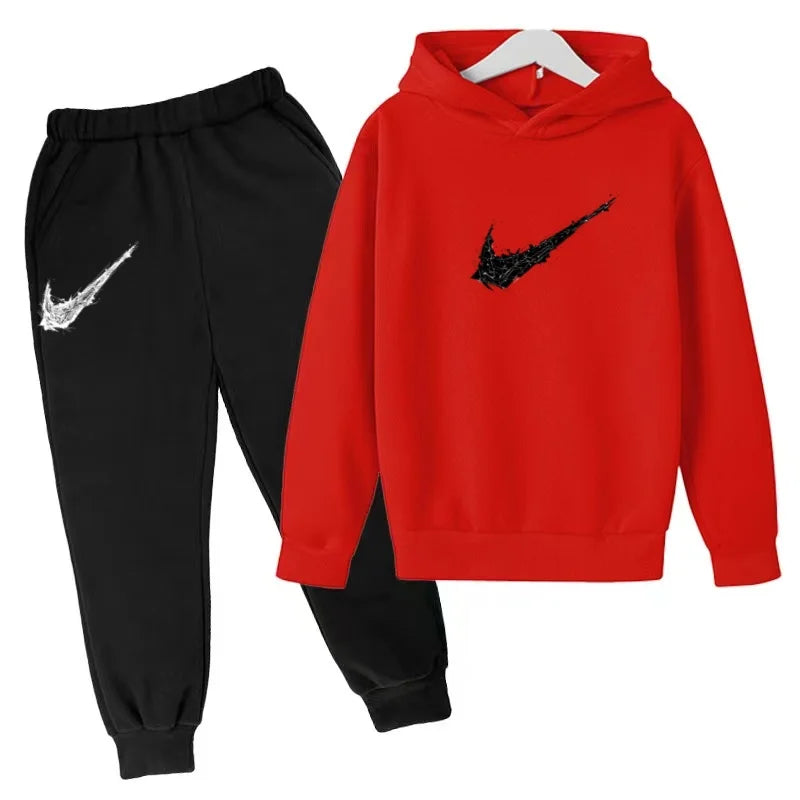 New Children's Sports Hooded Sweatshirt - Brand's Trendy Casual Hooded Top and Pants Set Suitable for Boys and Girls Aged 3 To13