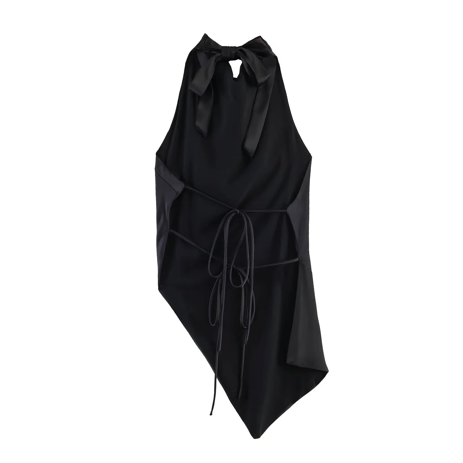 Women's Top 2026 Spring New High-End Fashion Sexy Hot Satin Sleeveless Asymmetrical Halter Backless Women's Vest Top