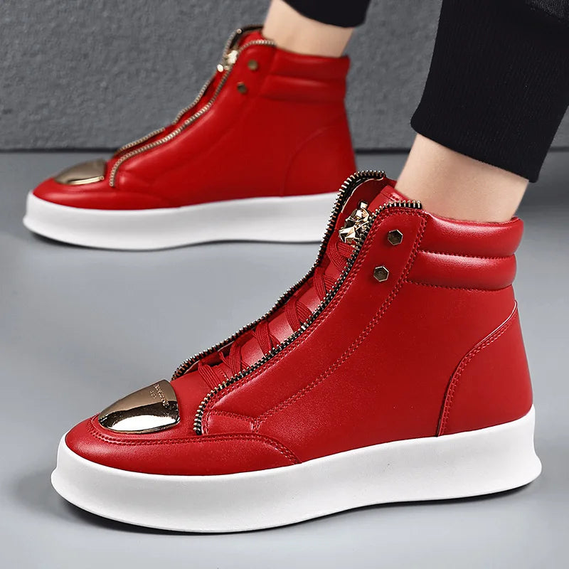 High Top Casual Shoes Men Sneakers 2026 Fashion Skateboard Shoes Leopard Platform Shoe Sport Training Shoes Men's Ankle Boots