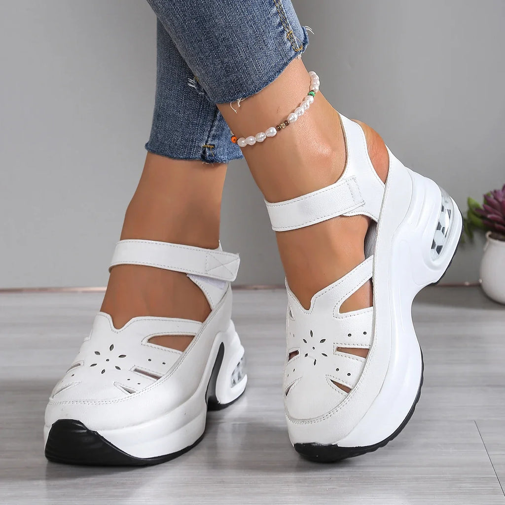 Women Sandals New Closed Toe Office and Career Summer Solid Wedge Shoes for Women New High Quality Buckle Strap Sandals Women