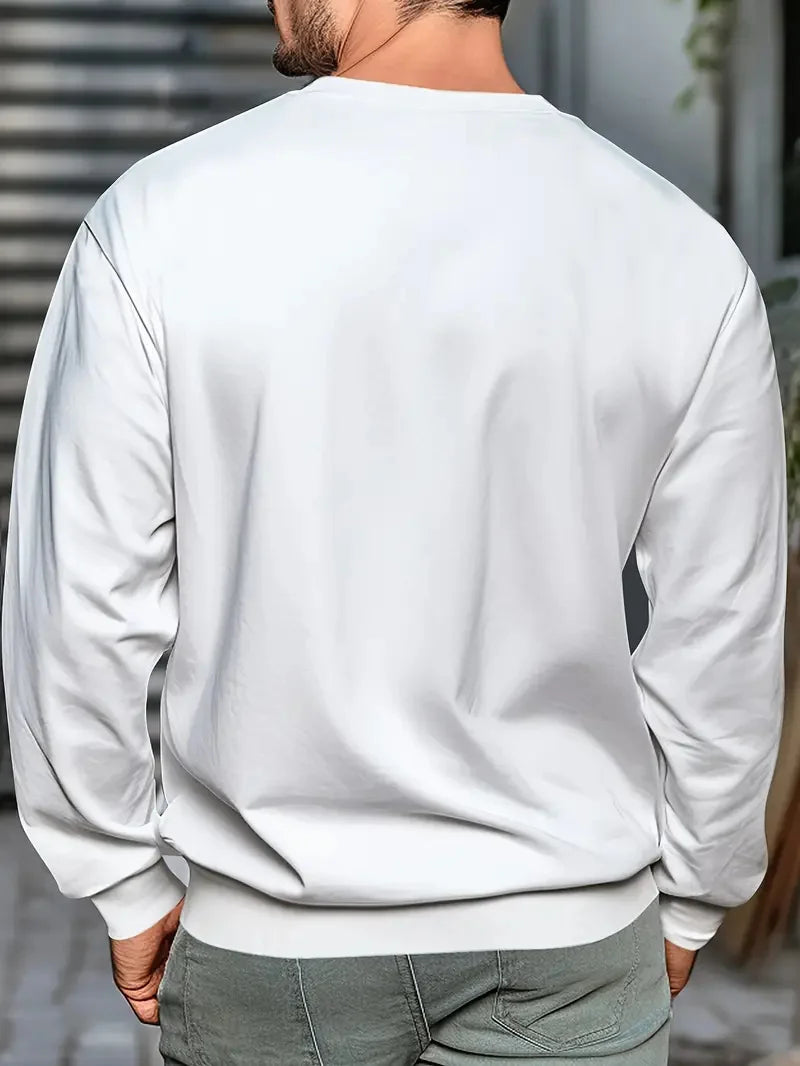 Men's autumn and winter fashionable casual loose fashion letter printed long sleeved round neck sweatshirt