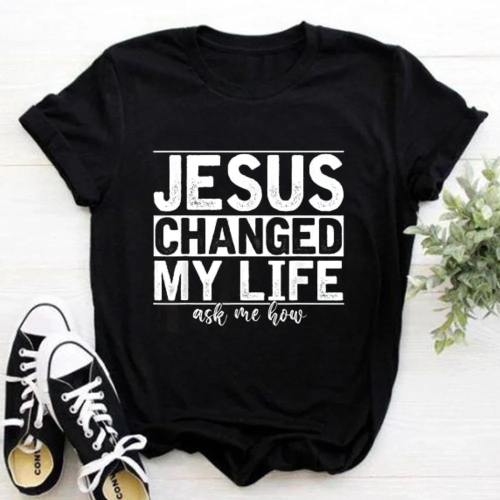 2026 Jesus Is King Letter Print Women T-shirt Christian Faith Hope Love Harajuku T Shirts Religion O-neck Tops Tees Streetwears