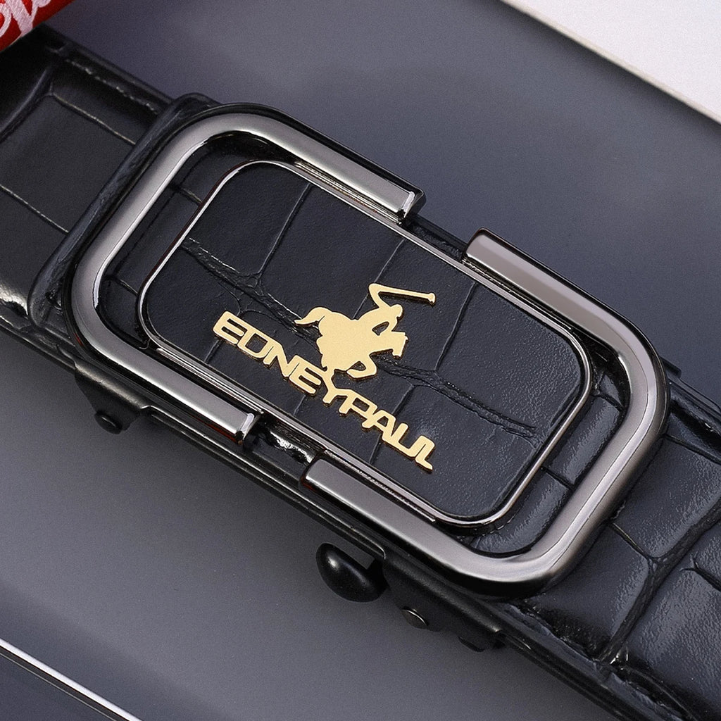 Men's automatic buckle leather belt for office workers' commuting, adjustable belt suitable for formal and casual wear