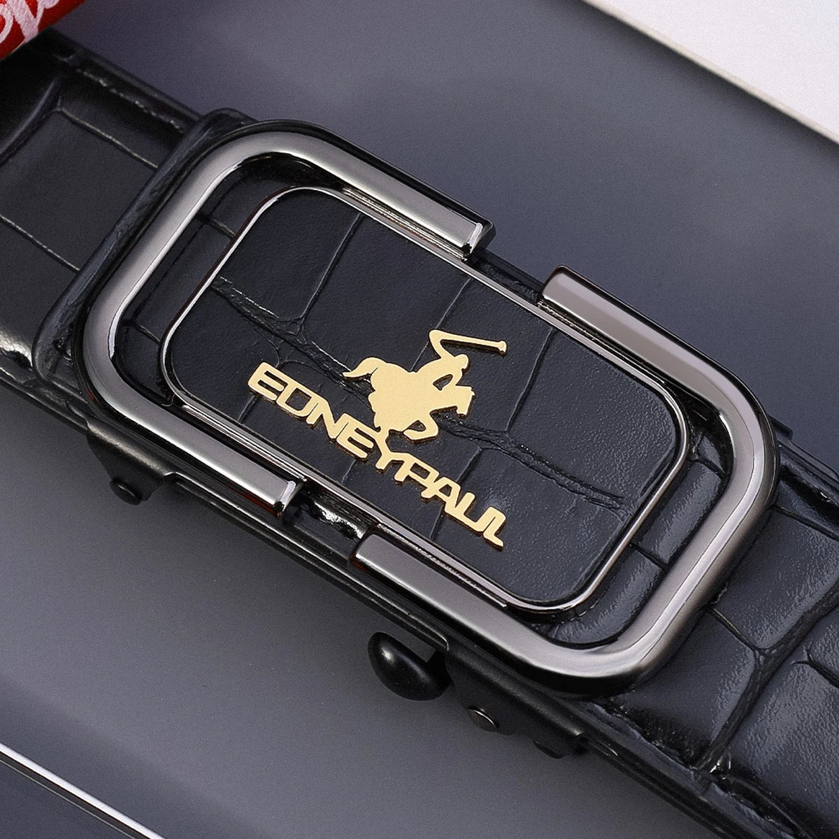 Men's automatic buckle leather belt for office workers' commuting, adjustable belt suitable for formal and casual wear